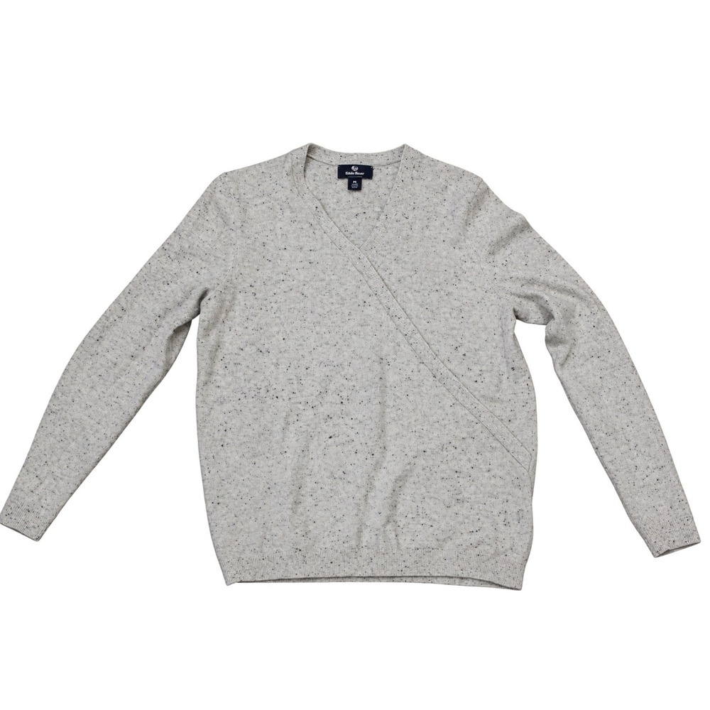 Lands End 100% Cashmere V-Neck Sweater Womens M Gray Minimalist Quiet Luxury